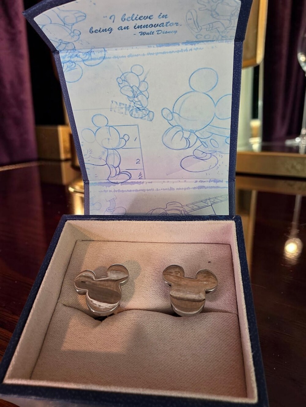 Disney Mickey Mouse Silver-Tone Cufflinks with Original Gift Box NWT✨